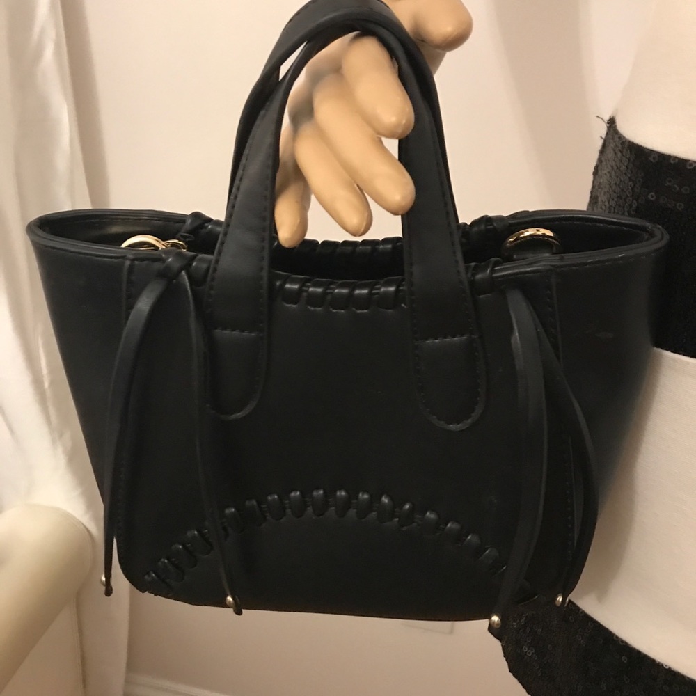 Mini purse with stitching and toggles